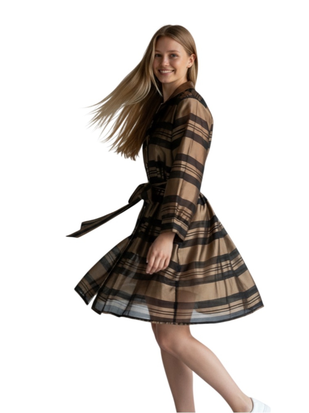 CYNTHIA ROWLEY, 100% Silk Organza Sheer n Transparent , Crisp , Stiff Dress